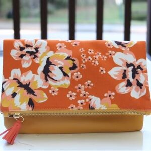 RACHEL PALLY Womens Zahara Floral Canvas Zip Tassel Folded Clutch Handbag